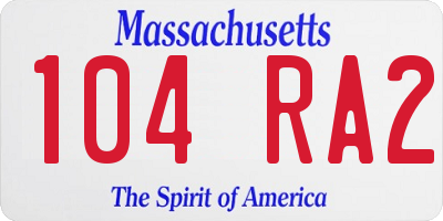 MA license plate 104RA2