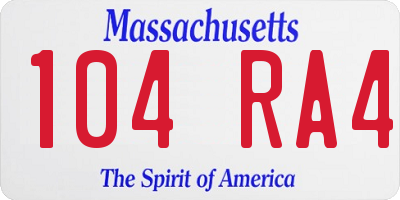 MA license plate 104RA4