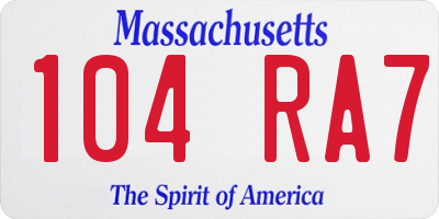 MA license plate 104RA7