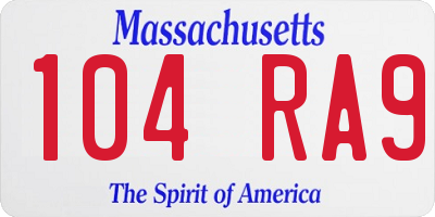 MA license plate 104RA9
