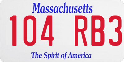MA license plate 104RB3