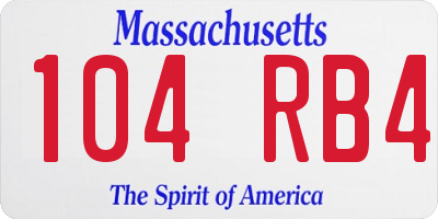 MA license plate 104RB4