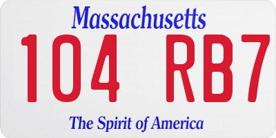 MA license plate 104RB7