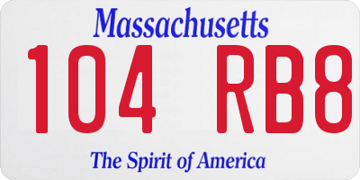 MA license plate 104RB8