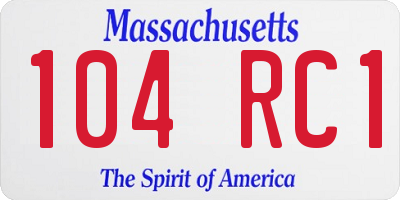 MA license plate 104RC1