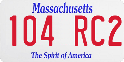 MA license plate 104RC2