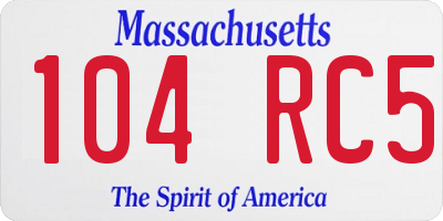 MA license plate 104RC5