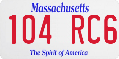 MA license plate 104RC6