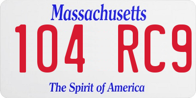 MA license plate 104RC9