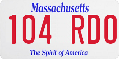 MA license plate 104RD0