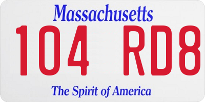 MA license plate 104RD8