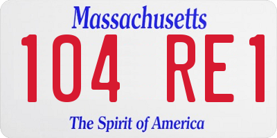 MA license plate 104RE1