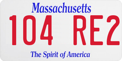 MA license plate 104RE2