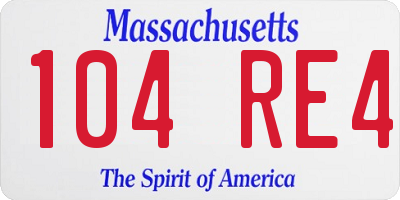 MA license plate 104RE4