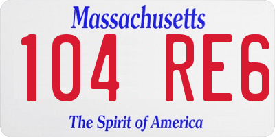 MA license plate 104RE6