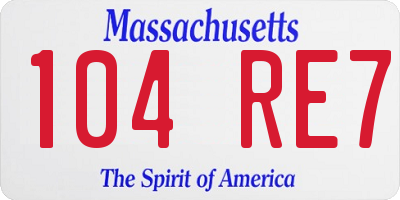 MA license plate 104RE7