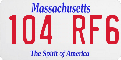 MA license plate 104RF6