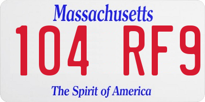 MA license plate 104RF9