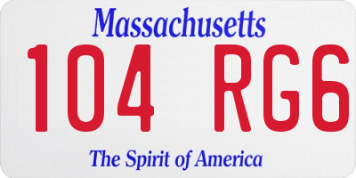 MA license plate 104RG6