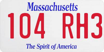 MA license plate 104RH3