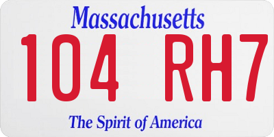 MA license plate 104RH7
