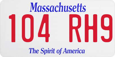 MA license plate 104RH9