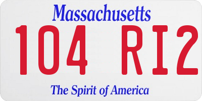 MA license plate 104RI2