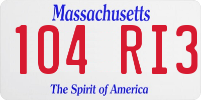 MA license plate 104RI3