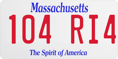 MA license plate 104RI4