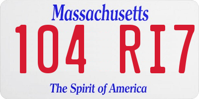 MA license plate 104RI7