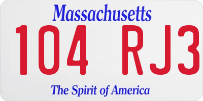 MA license plate 104RJ3