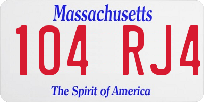 MA license plate 104RJ4