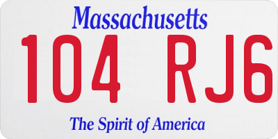 MA license plate 104RJ6