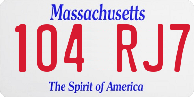 MA license plate 104RJ7