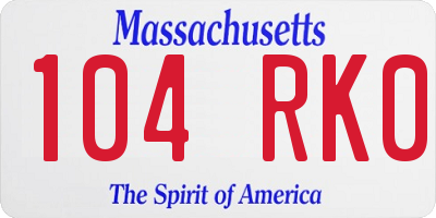 MA license plate 104RK0