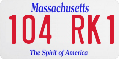 MA license plate 104RK1