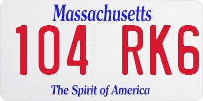 MA license plate 104RK6