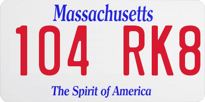 MA license plate 104RK8