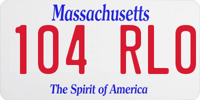 MA license plate 104RL0