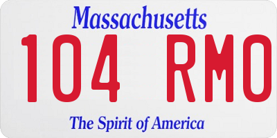 MA license plate 104RM0
