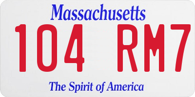 MA license plate 104RM7