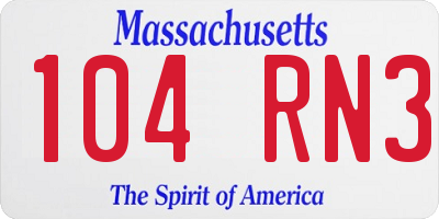 MA license plate 104RN3