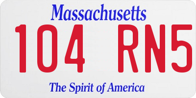 MA license plate 104RN5
