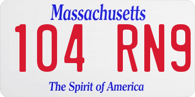 MA license plate 104RN9