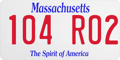 MA license plate 104RO2