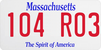 MA license plate 104RO3