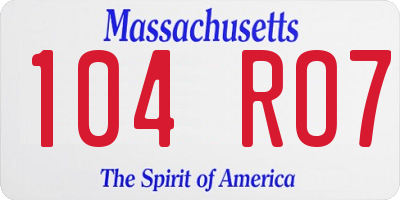 MA license plate 104RO7