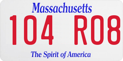 MA license plate 104RO8