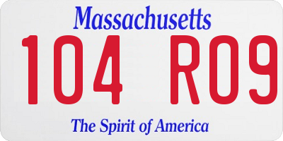 MA license plate 104RO9