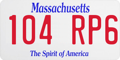 MA license plate 104RP6